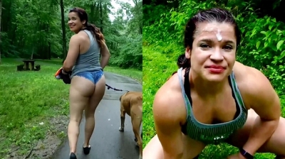 beforeafter in the park Husband convinced me to do a cumwalk for him - Sammi Starfish