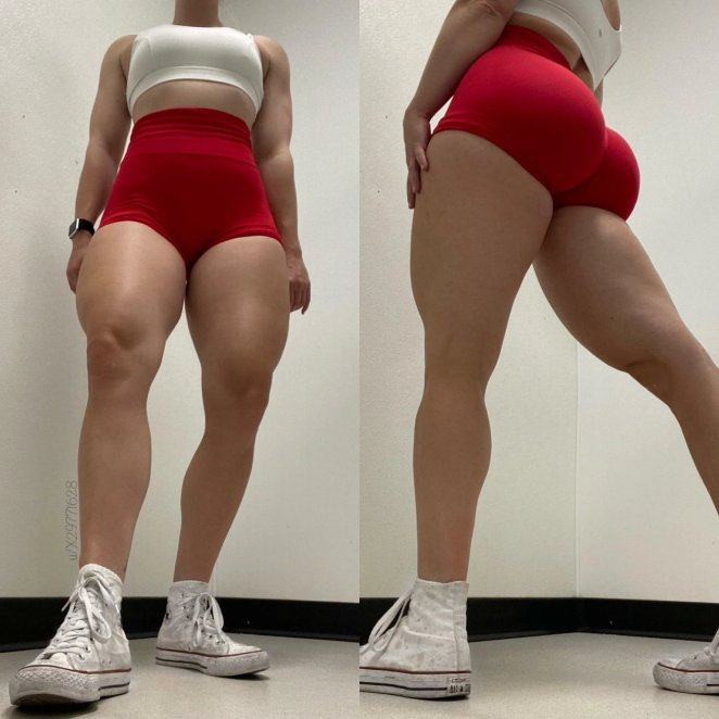 Trying to Catch Your Eye: 22F in Red Shorts at the Gym