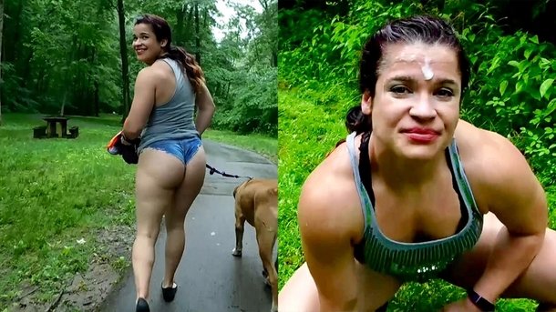 beforeafter in the park Husband convinced me to do a cumwalk for him - Sammi Starfish