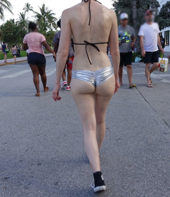 Confidently flaunting booty shorts in public
