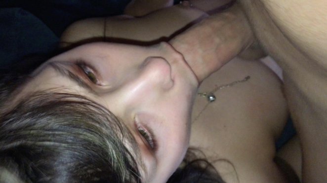 Throated upside down before swallowing