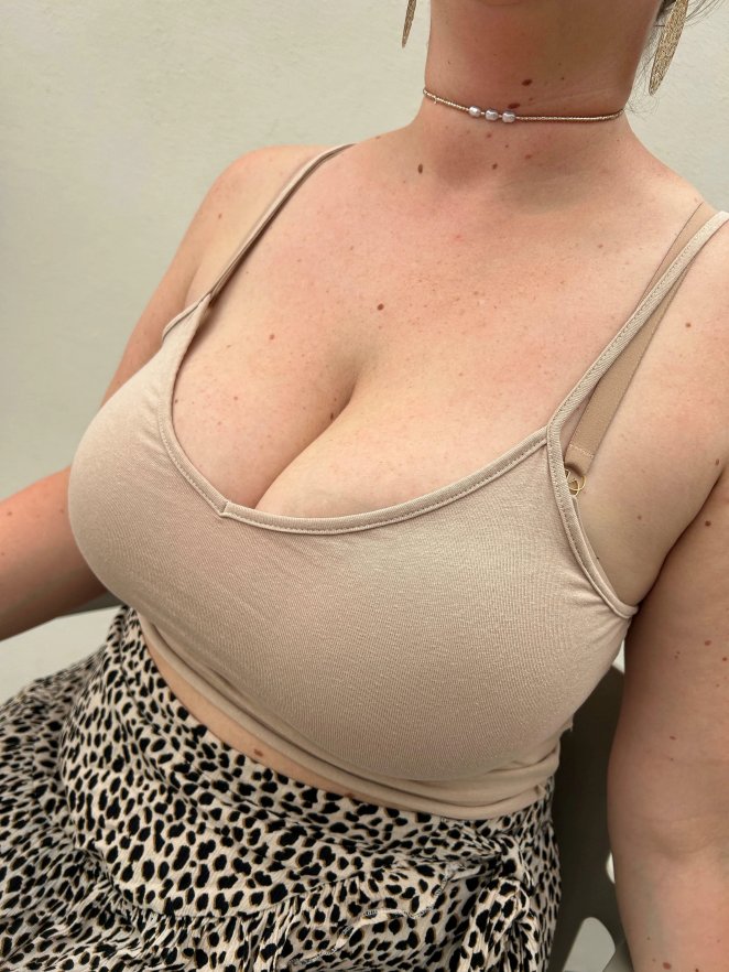 Enormous cleavage on display in a basic top