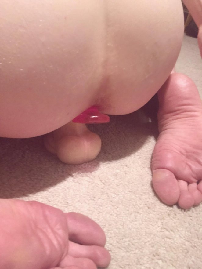 More anal training. I was so wet from my dildo I hardly had any problem sliding the plug in.