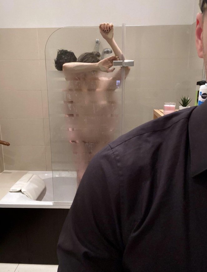 That one time my man got home earlier then expected... I love how he just took pics and went away to had fun on his own!