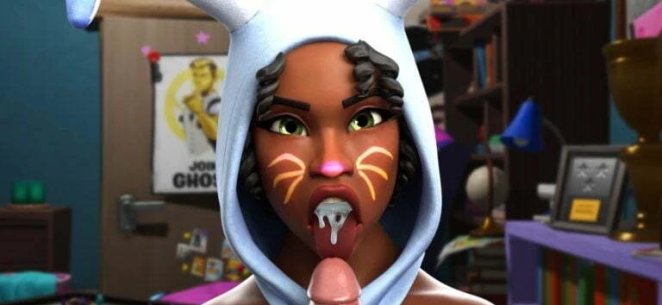 Bunny Bitch takes a huge dick in her mouth