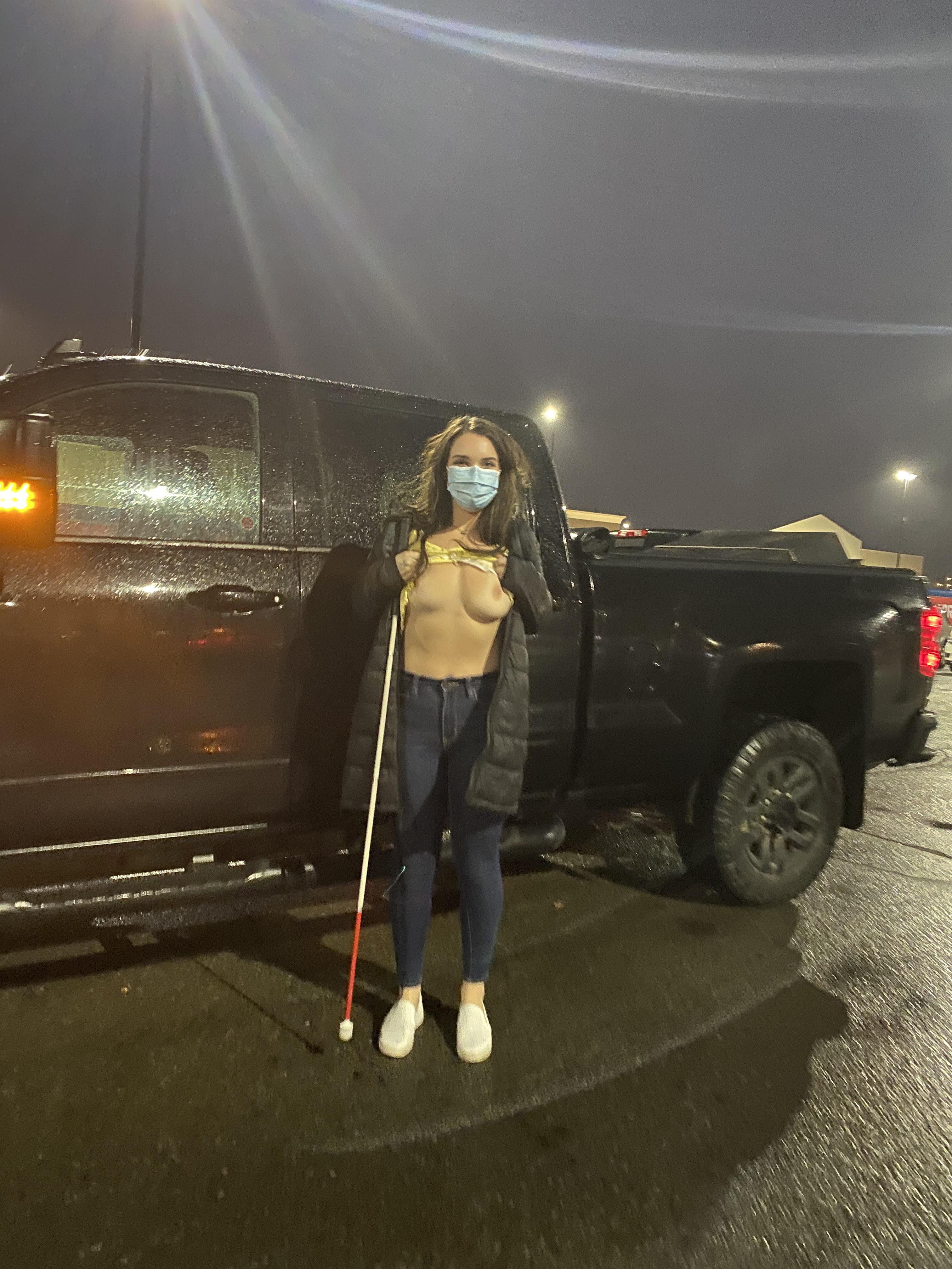 Have you ever seen a blind girl flash her tits in a parking lot? Well, now you have ?