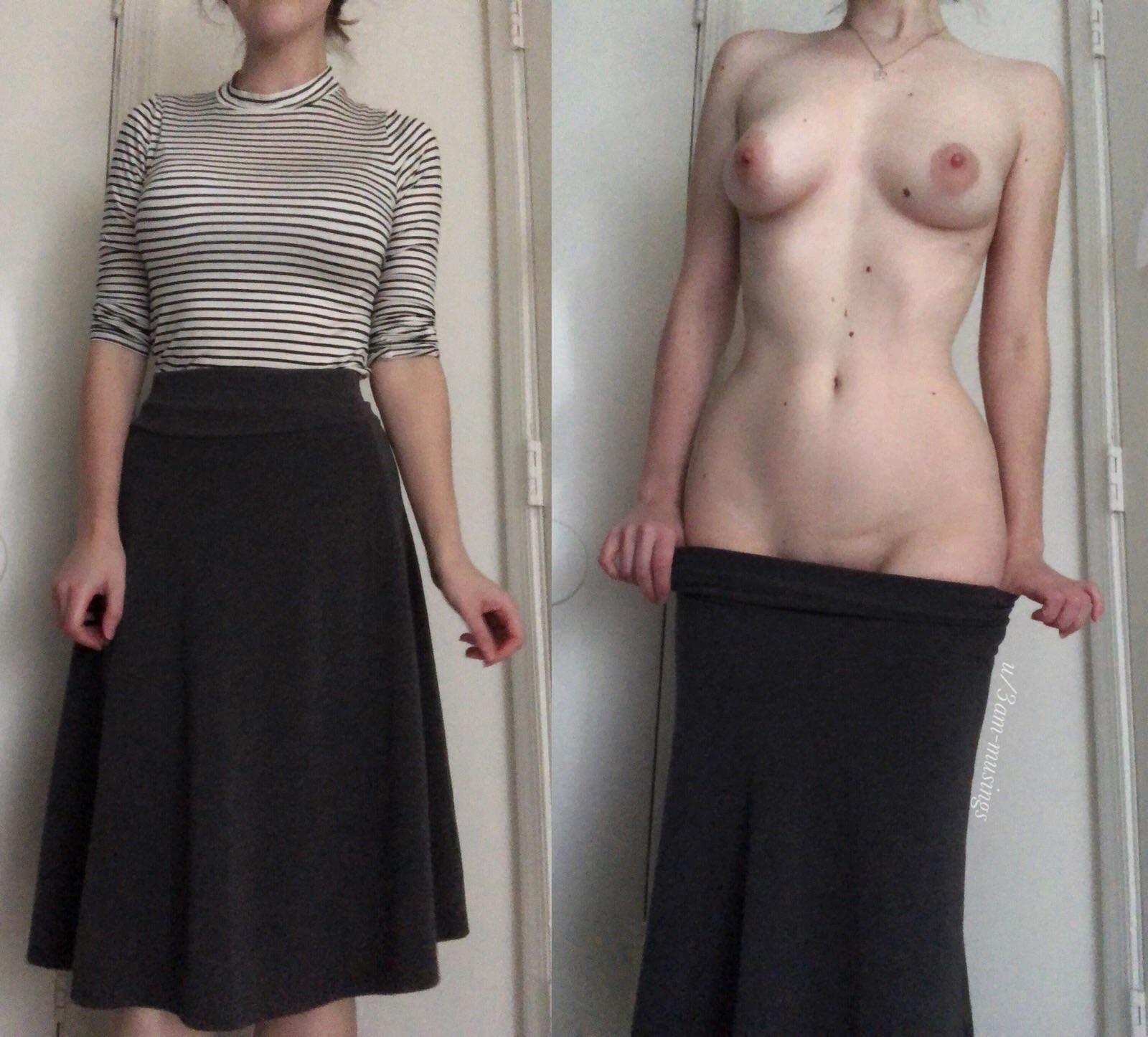 slipping out of work clothes and into something more comfortable - like nudity.