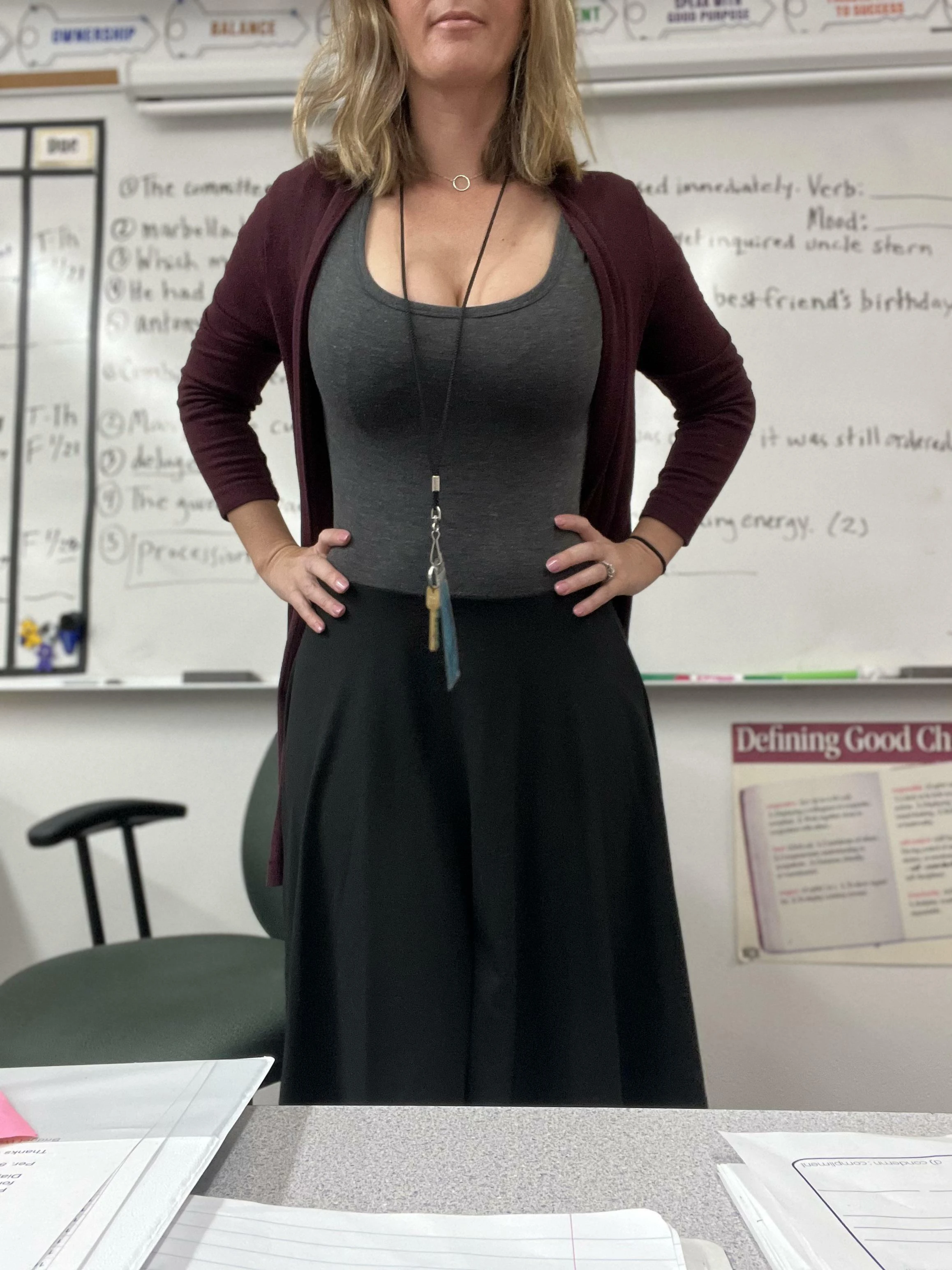 Enjoy this teachers cleavage