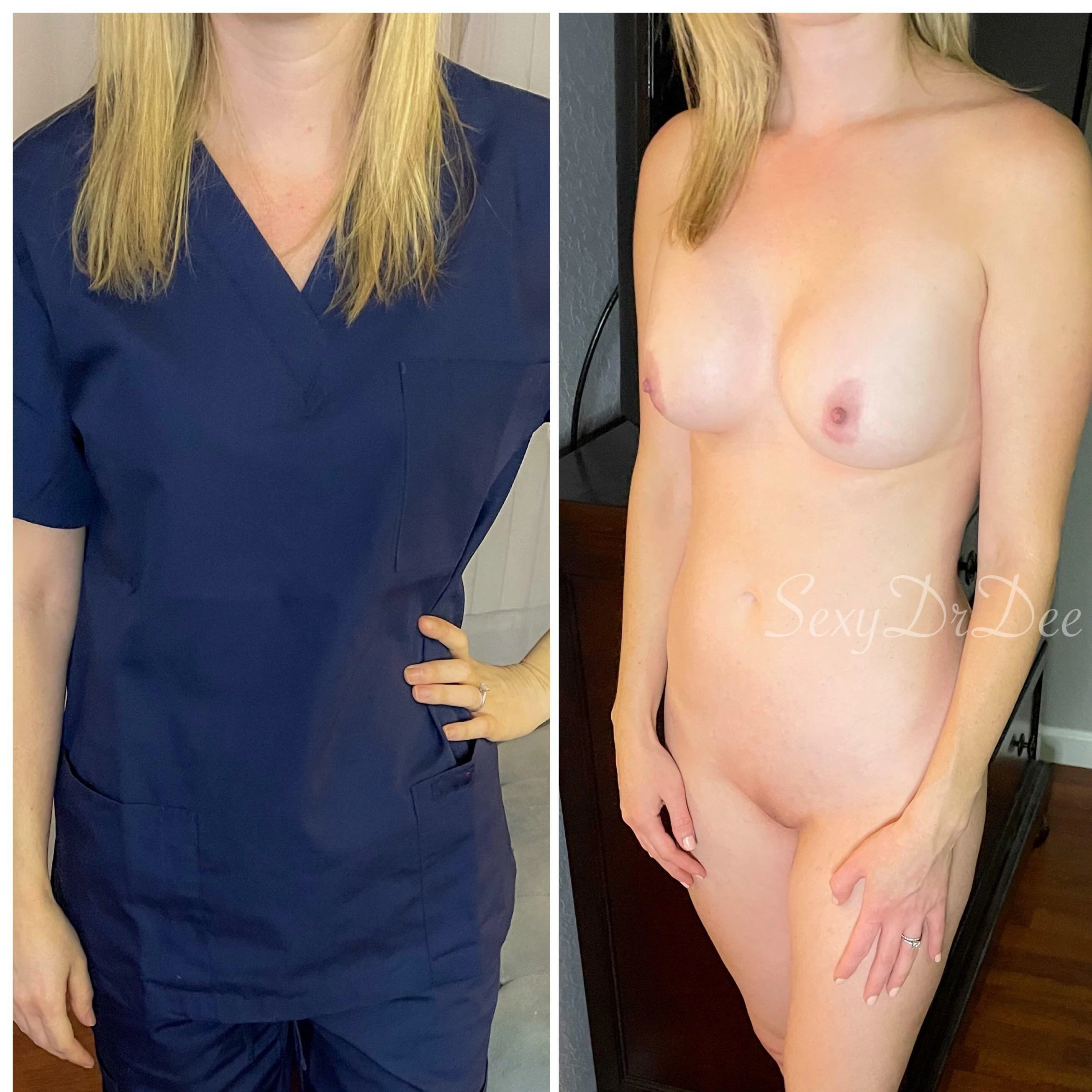 Ever wonder what your doctor looks like under scrubs? In this case, I’m a MILF with a shaved pussy