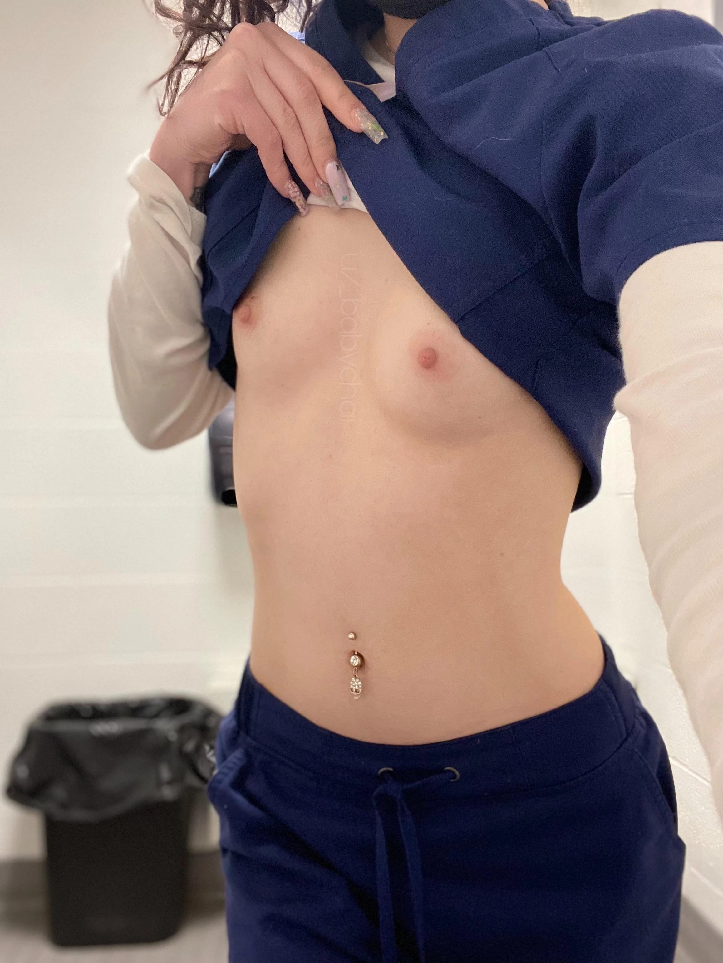 Small titty nurse says meet me in the bathroom for a secret meeting