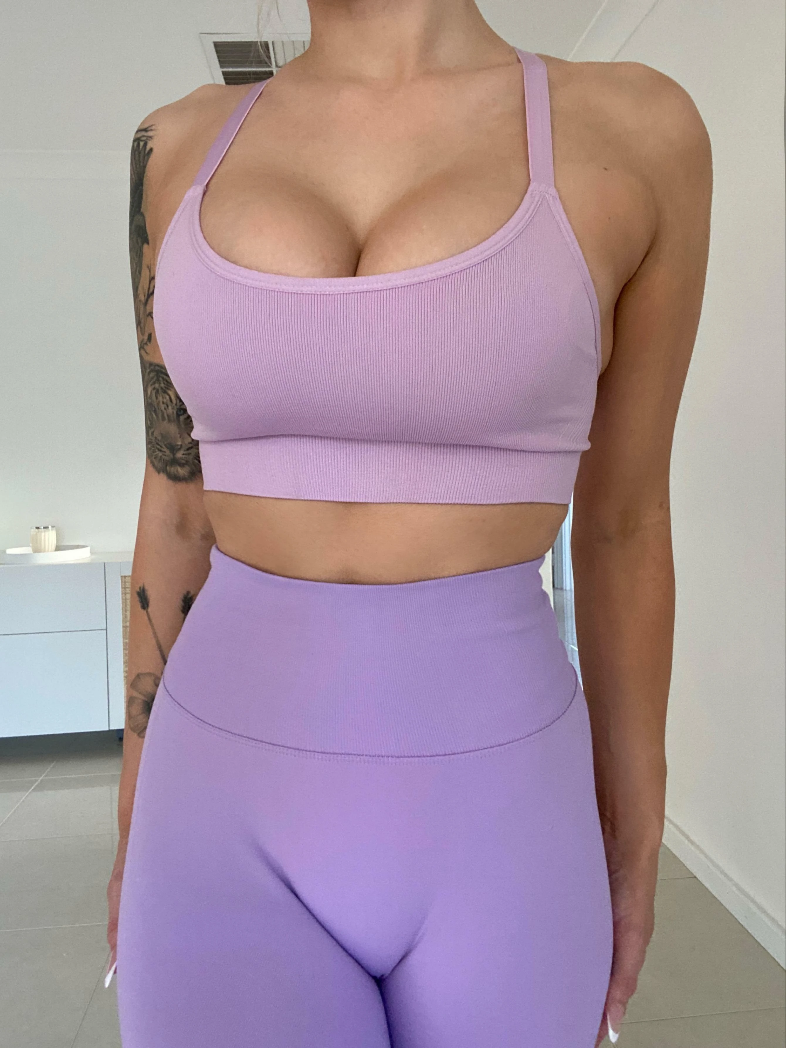 My new yoga outfit shows off a lot of cleavage